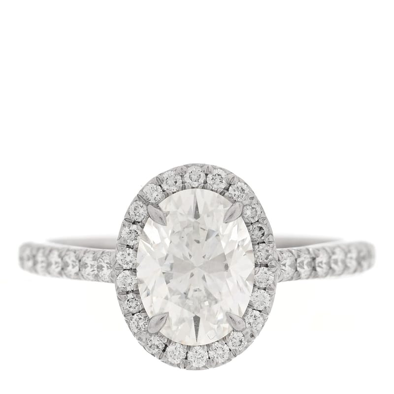 платина діамант 1.06ct Soleste Oval Cut Halo Engagement каблучка 46 3.75