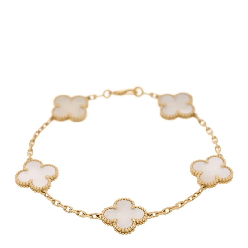 18K жовте золото перламутр 5 Motifs Vintage Alhambra браслет