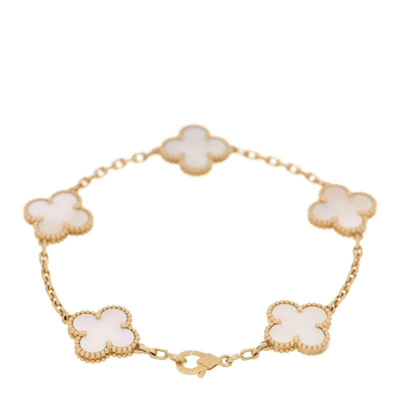 18K жовте золото перламутр 5 Motifs Vintage Alhambra браслет