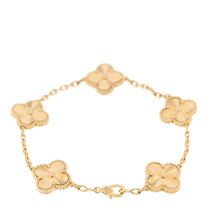 18K жовте золото 5 Motifs Guilloche Vintage Alhambra браслет
