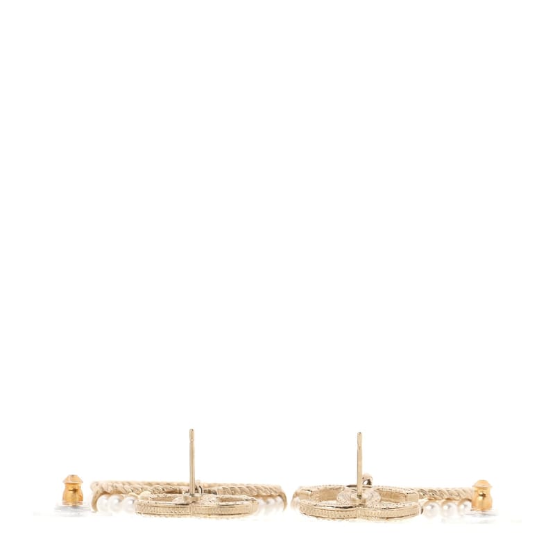 Crystal перлина Chanel Charms CC Drop сережки золото