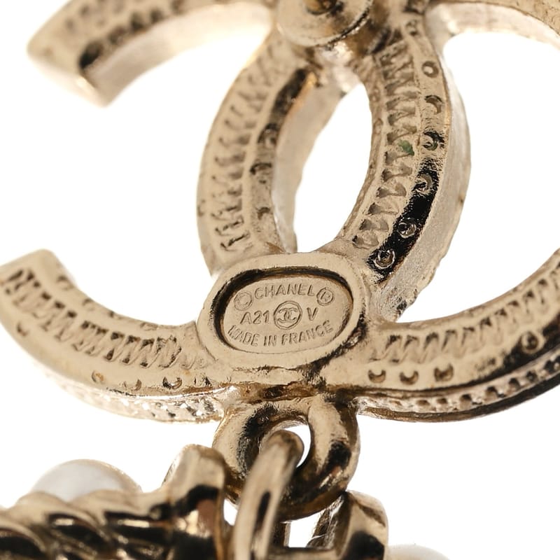 Crystal перлина Chanel Charms CC Drop сережки золото