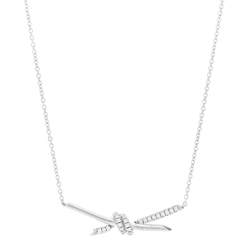 18K біле золото діамант Knot Pave кольє