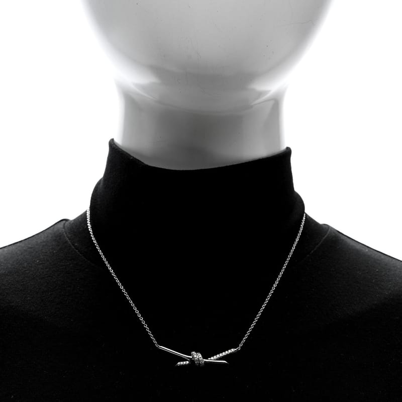 18K біле золото діамант Knot Pave кольє