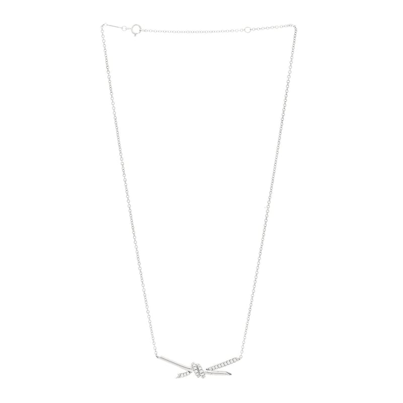 18K біле золото діамант Knot Pave кольє