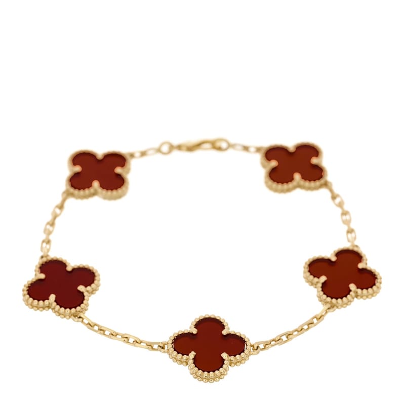 18K жовте золото Carnelian 5 Motifs Vintage Alhambra браслет
