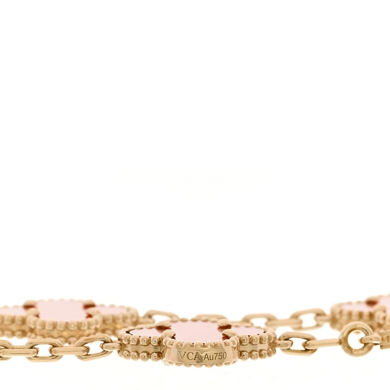 18K жовте золото Carnelian 5 Motifs Vintage Alhambra браслет