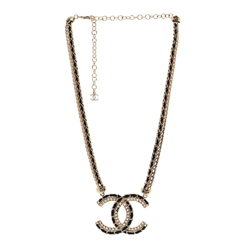 Metal Lambskin CC ланцюг кольє золото чорний