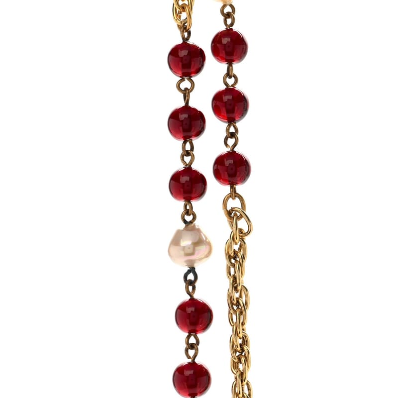 Beaded перлина CC Long Strand кольє золото Red