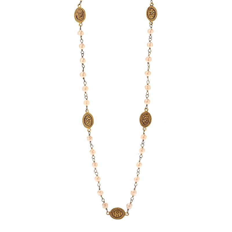 перлина Medallion Long кольє золото