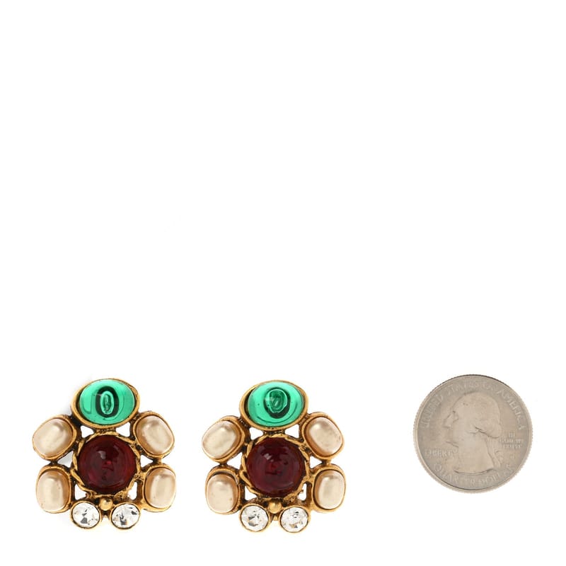 Gripoix перлина Crystal Clip On сережки золото Multicolor