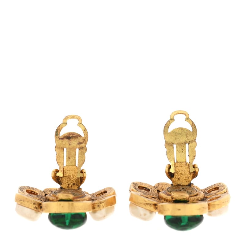 Gripoix перлина Crystal Clip On сережки золото Multicolor