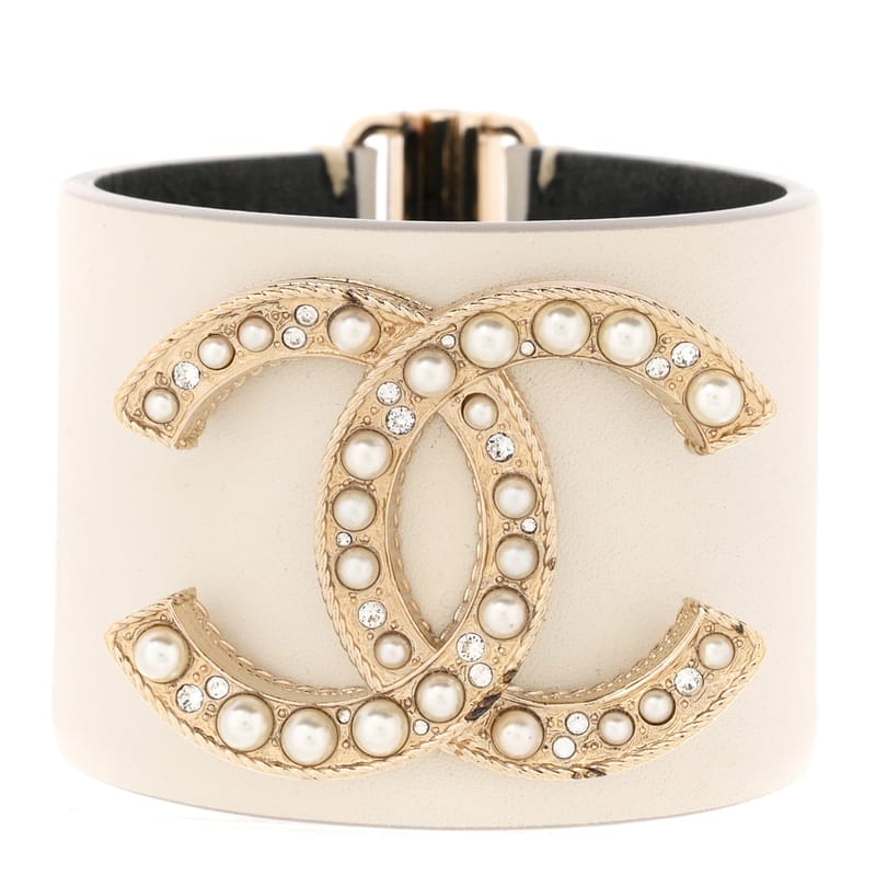 Calfskin Crystal перли Coronation браслет M білий