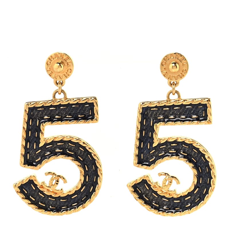 Metal Enamel CC No 5 Rope Drop сережки золото Denim Blue