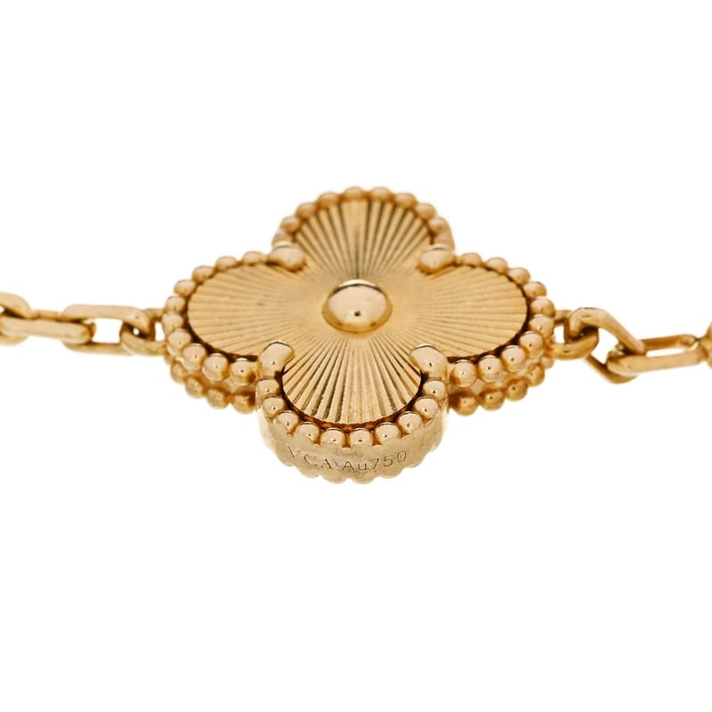 18K жовте золото 5 Motifs Guilloche Vintage Alhambra браслет