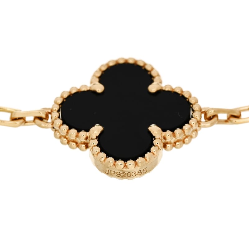 18K жовте золото чорний онікс 5 Motifs Vintage Alhambra браслет