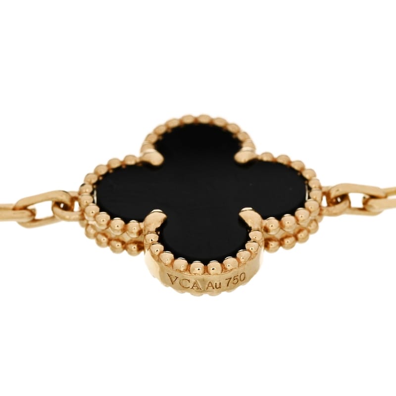 18K жовте золото чорний онікс 5 Motifs Vintage Alhambra браслет