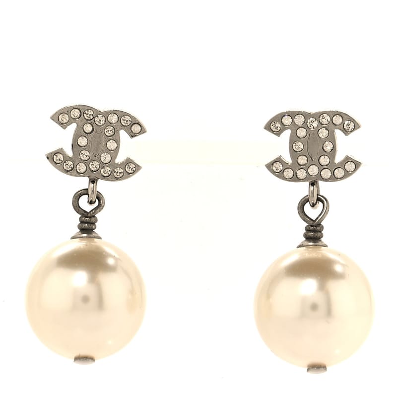 Crystal перлина CC Drop сережки срібло Pearly білий