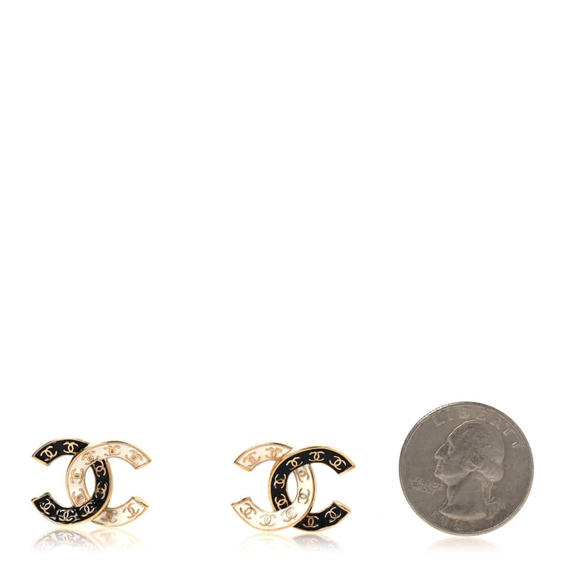 Enamel CC Logo сережки золото чорний білий