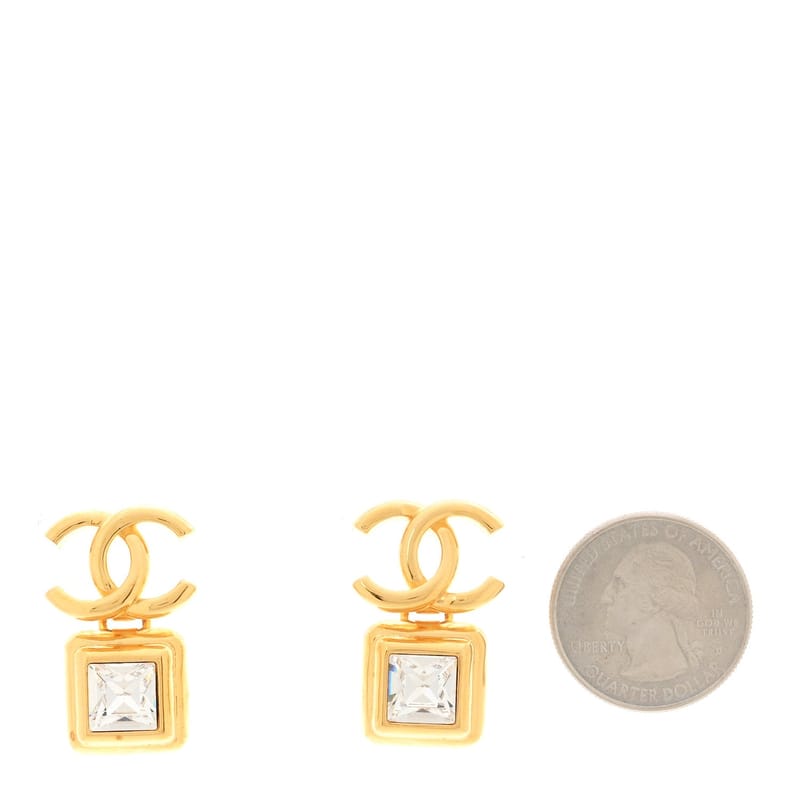 Large Crystal CC Drop сережки золото