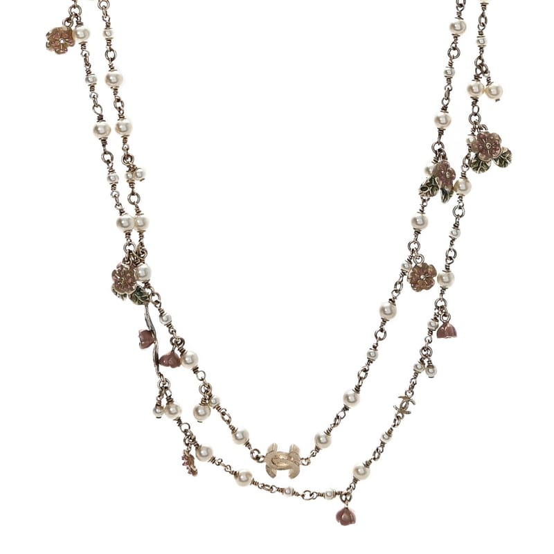 перлина Enamel CC Camellia Long кольє золото Beige Pink