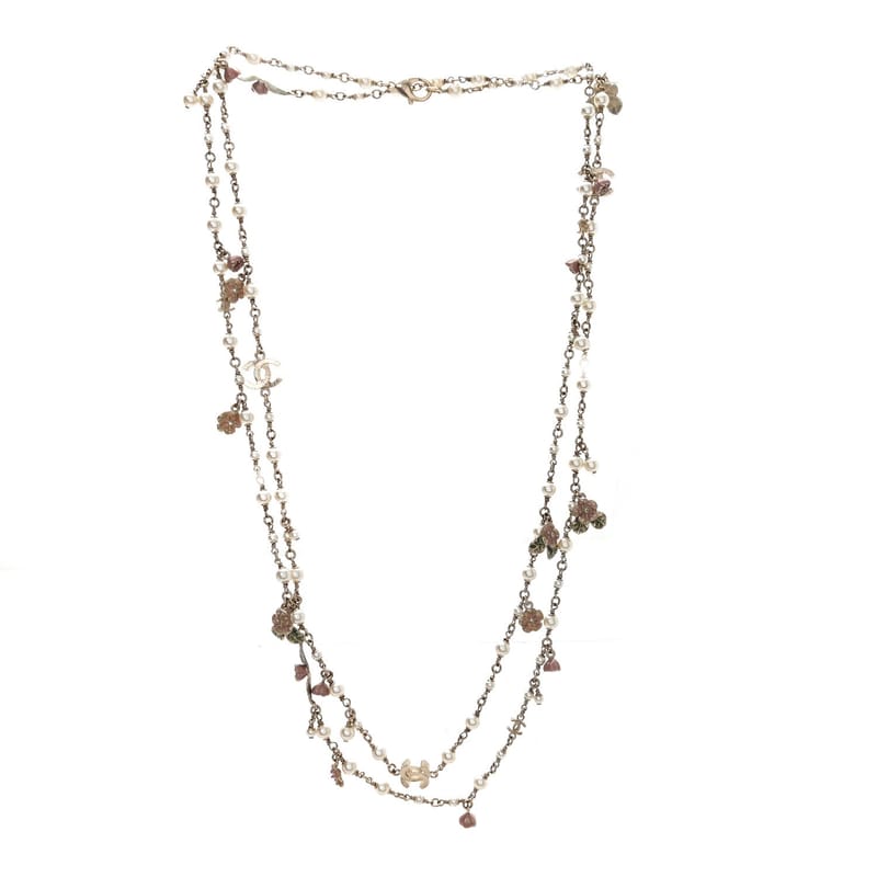 перлина Enamel CC Camellia Long кольє золото Beige Pink