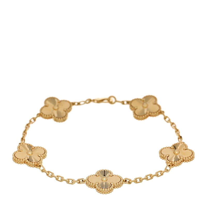 18K жовте золото 5 Motifs Guilloche Vintage Alhambra браслет