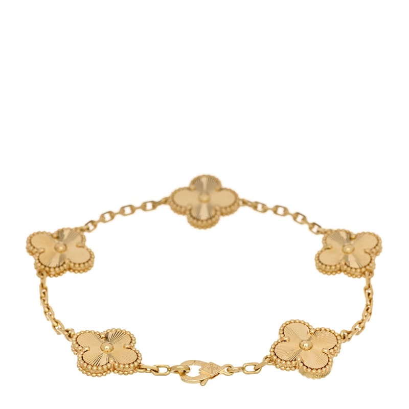 18K жовте золото 5 Motifs Guilloche Vintage Alhambra браслет