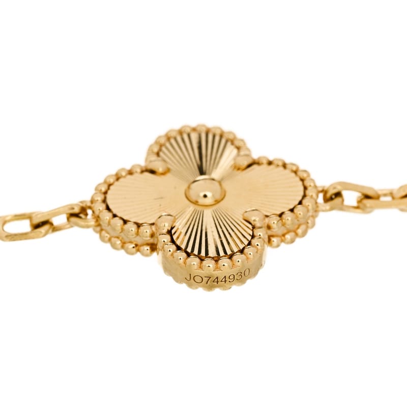 18K жовте золото 5 Motifs Guilloche Vintage Alhambra браслет