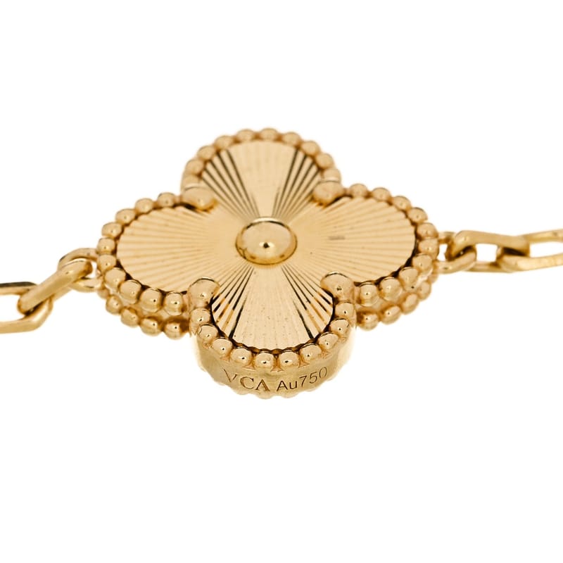 18K жовте золото 5 Motifs Guilloche Vintage Alhambra браслет