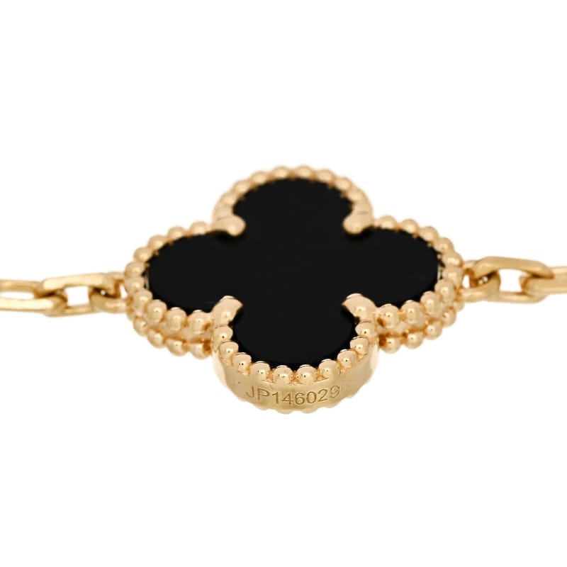 18K жовте золото чорний онікс 5 Motifs Vintage Alhambra браслет