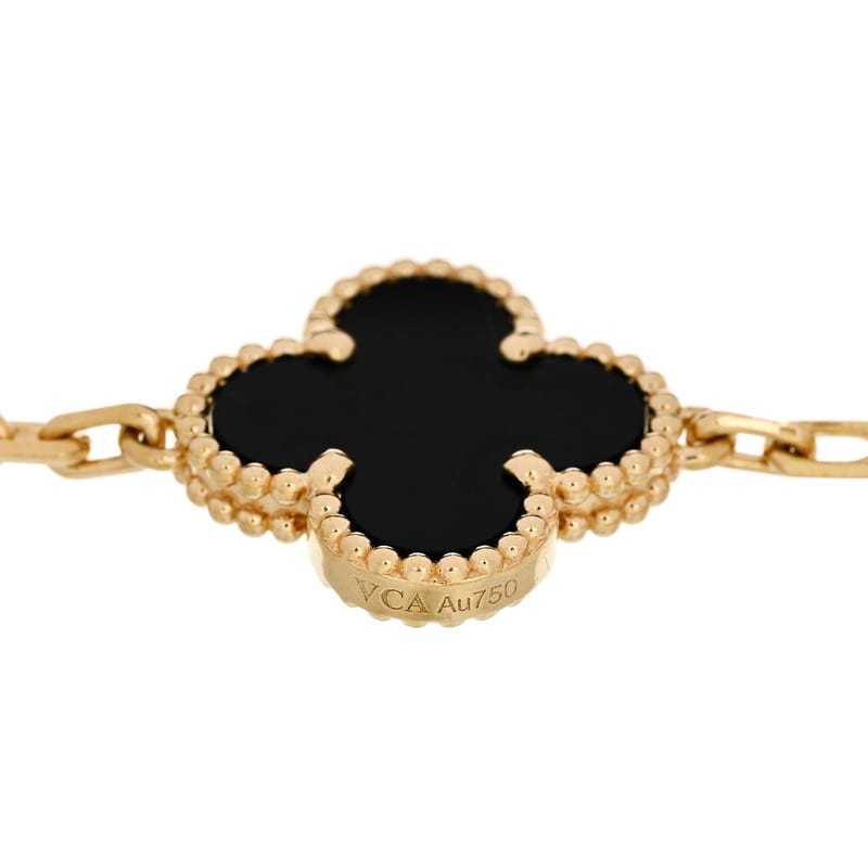 18K жовте золото чорний онікс 5 Motifs Vintage Alhambra браслет
