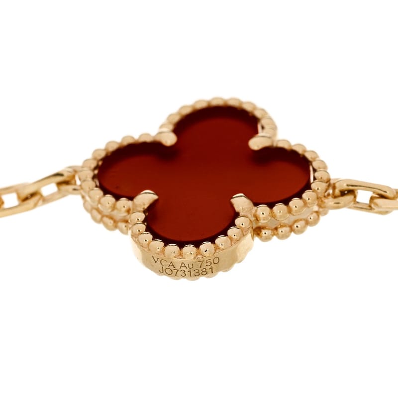 18K жовте золото Carnelian 5 Motifs Vintage Alhambra браслет