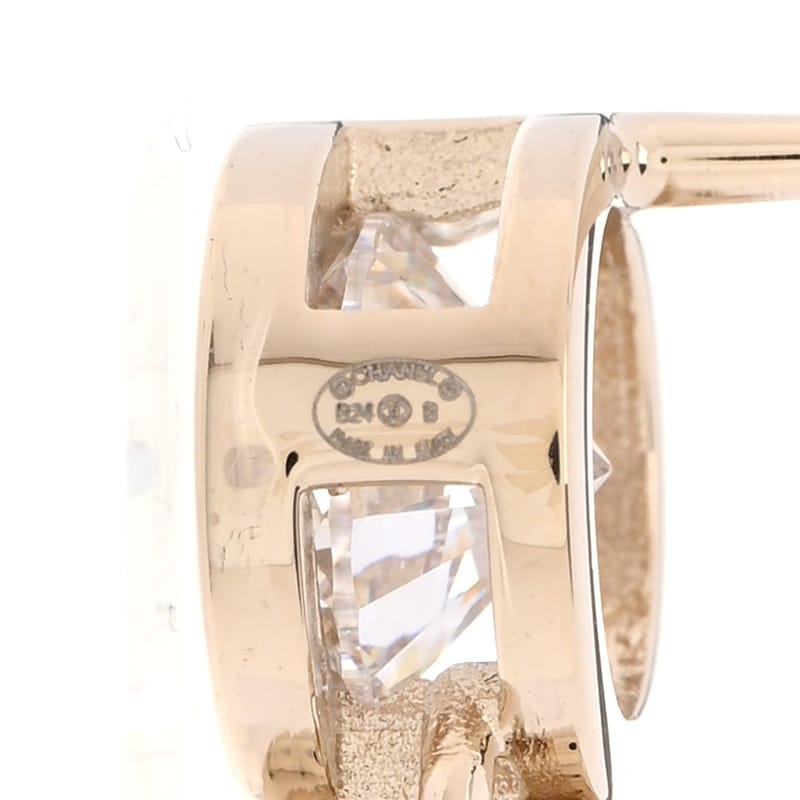 Metal Crystal CC Cha-Nel Logo Drop сережки Light золото