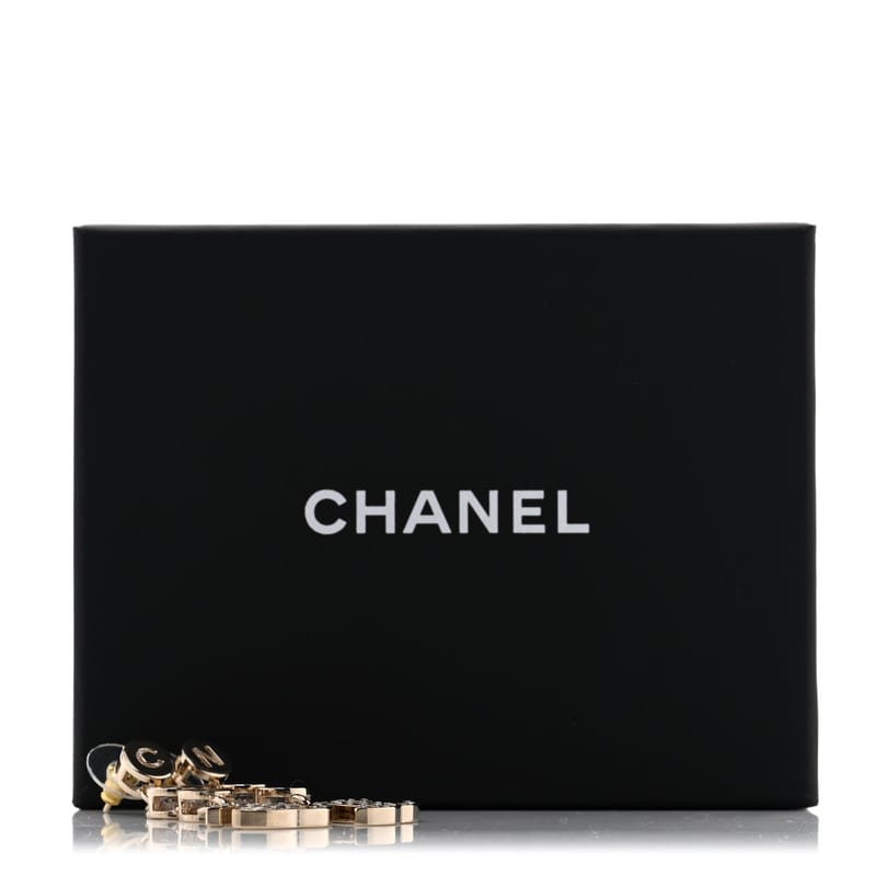 Metal Crystal CC Cha-Nel Logo Drop сережки Light золото