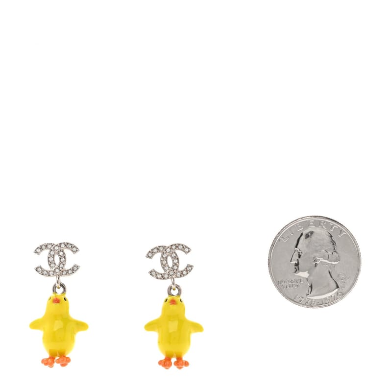 Metal Resin Strass Crystal CC Baby Chick підвіска сережки срібло жовтий Orange