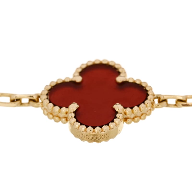 18K жовте золото Carnelian 5 Motifs Vintage Alhambra браслет