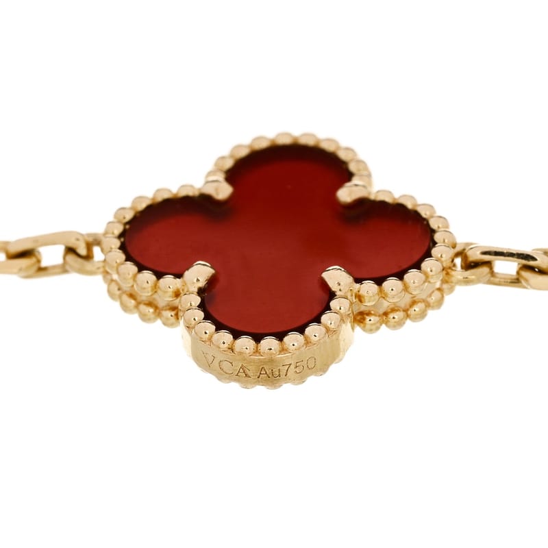18K жовте золото Carnelian 5 Motifs Vintage Alhambra браслет