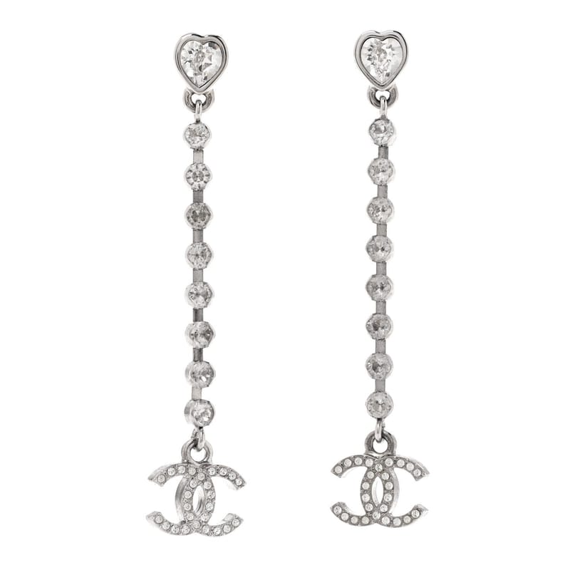 Crystal CC Heart Drop сережки срібло