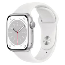 Смарт-годинник Apple Watch Series 8 GPS + Cellular 41mm Silver S. Steel Case w. White S. Band (MNJ53)