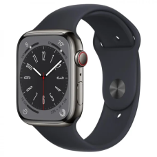 Смарт-годинник Apple Watch Series 8 GPS + Cellular 45mm Graphite S. Steel Case w. Midnight S. Band (MNKU3)