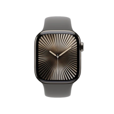 Смарт-годинник Apple Watch Series 10 GPS + Cellular 42mm Natural Titanium Case w. Stone Grey Sport Band - M/L (MWXE3)