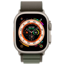 Смарт-годинник Apple Watch Ultra GPS + Cellular 49mm Titanium Case with Green Alpine Loop - Large (MQEX3/MQFP3)