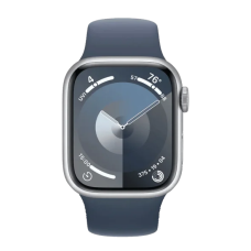 Смарт-годинник Apple Watch Series 9 GPS + Cellular 45mm Silver Alu. Case w. Storm Blue S. Band - M/L (MRMH3)