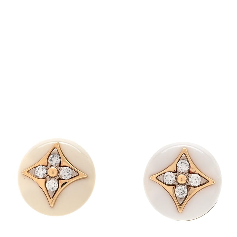 18K жовте золото діамант білий Agate Color Blossom BB Star Stud сережки