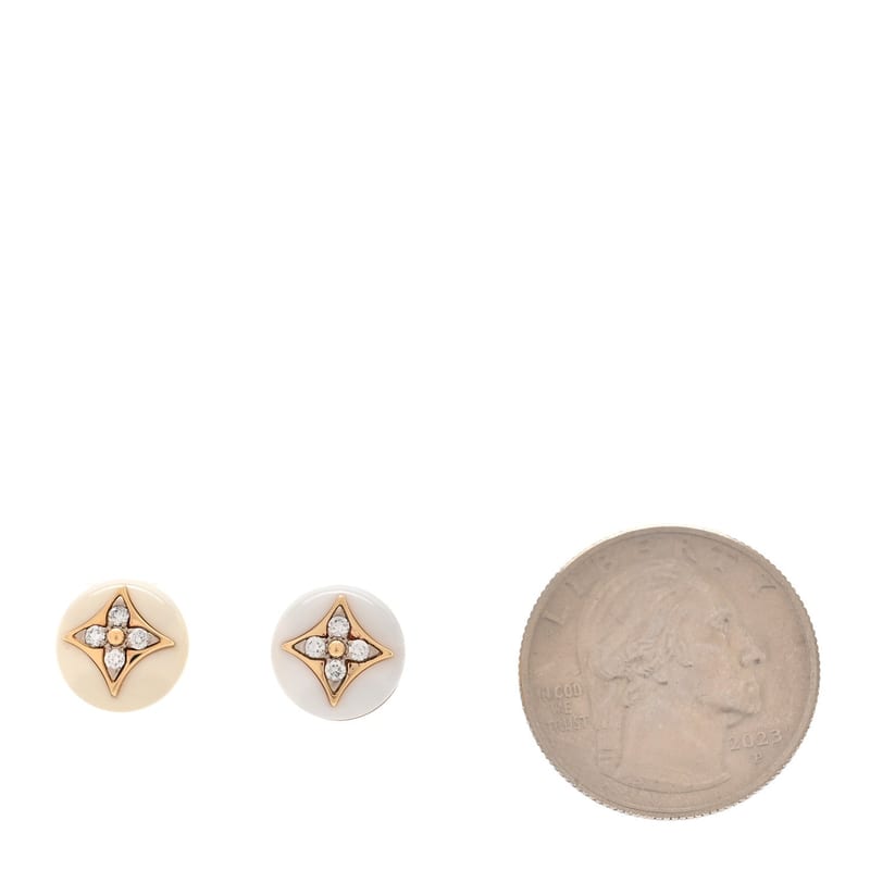 18K жовте золото діамант білий Agate Color Blossom BB Star Stud сережки