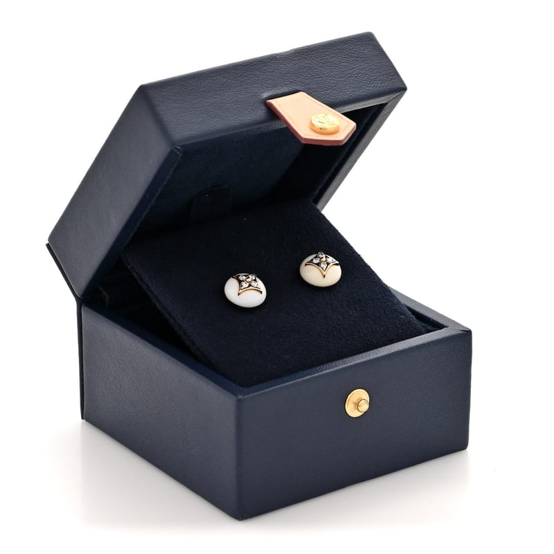 18K жовте золото діамант білий Agate Color Blossom BB Star Stud сережки