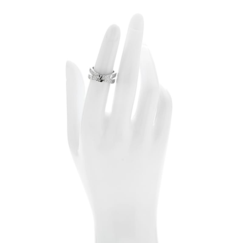18K біле золото діамант Empreinte Double Pave каблучка 49 5